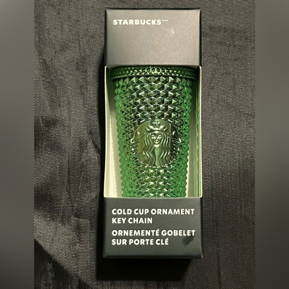 Starbucks Metallic Green Studded Bling Keychain Ornament 2023 Key Chain Winter - Picture 1 of 2